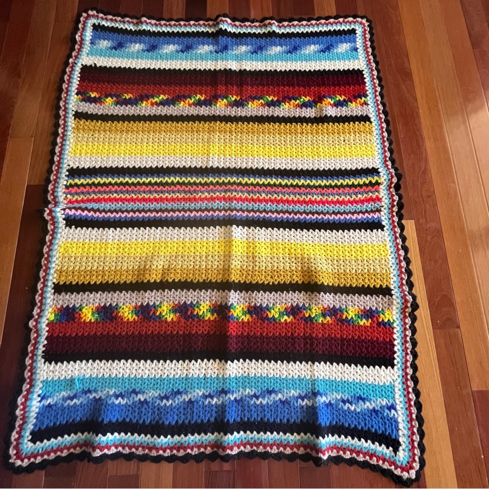Colorful Striped Knit Blanket